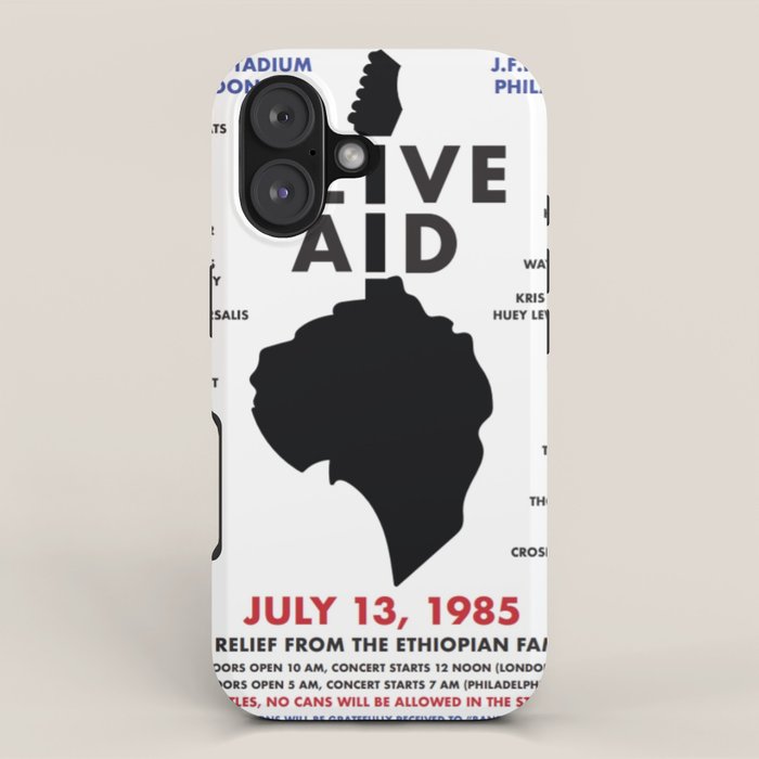 Live Aid 1985 Vintage JFK & Wembley Stadium Concert Festival Gig Advertising Music Poster iPhone Case Gallery Image 1