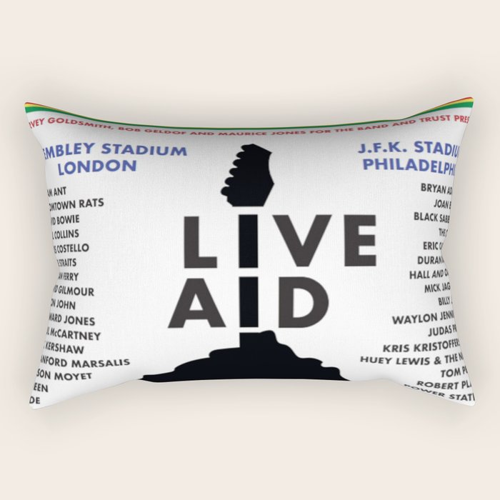 Live Aid 1985 Vintage JFK & Wembley Stadium Concert Festival Gig Advertising Music Poster Rectangular Pillow Gallery Image 1