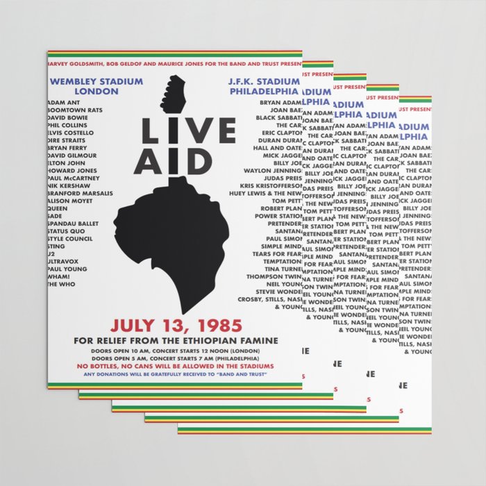 Live Aid 1985 Vintage JFK & Wembley Stadium Concert Festival Gig Advertising Music Poster Wrapping Paper Gallery Image 3