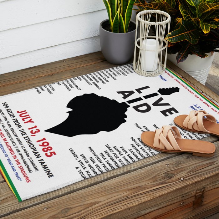 Live Aid 1985 Vintage JFK & Wembley Stadium Concert Festival Gig Advertising Music Poster Outdoor Rug Gallery Image 2