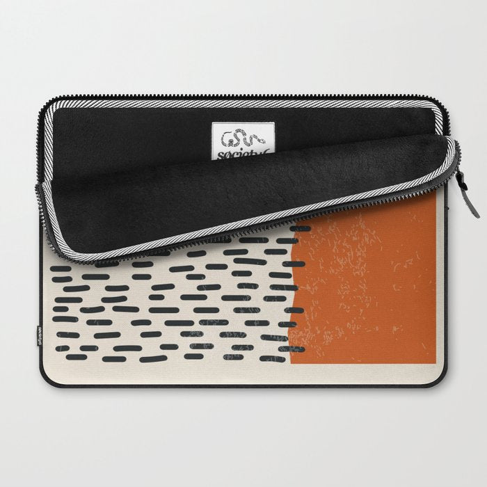 Mid Century Modern Minimalist Rothko Inspired Color Field Red Rain With Lines Geometric Style Laptop Sleeve Gallery Image 2