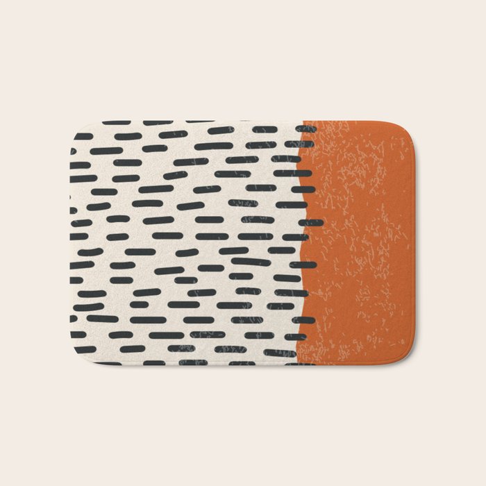 Mid Century Modern Minimalist Rothko Inspired Color Field Red Rain With Lines Geometric Style Bath Mat Gallery Image 1