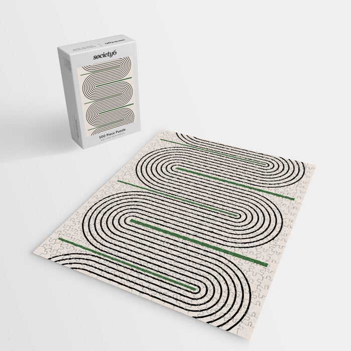 Green Beige Black Lines Jigsaw Puzzle Gallery Image 2