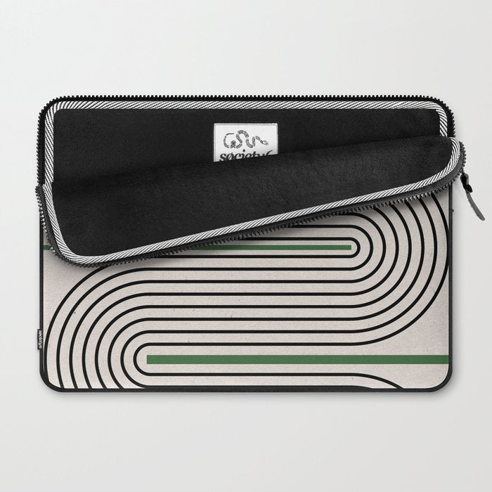 Green Beige Black Lines Laptop Sleeve Gallery Image 2