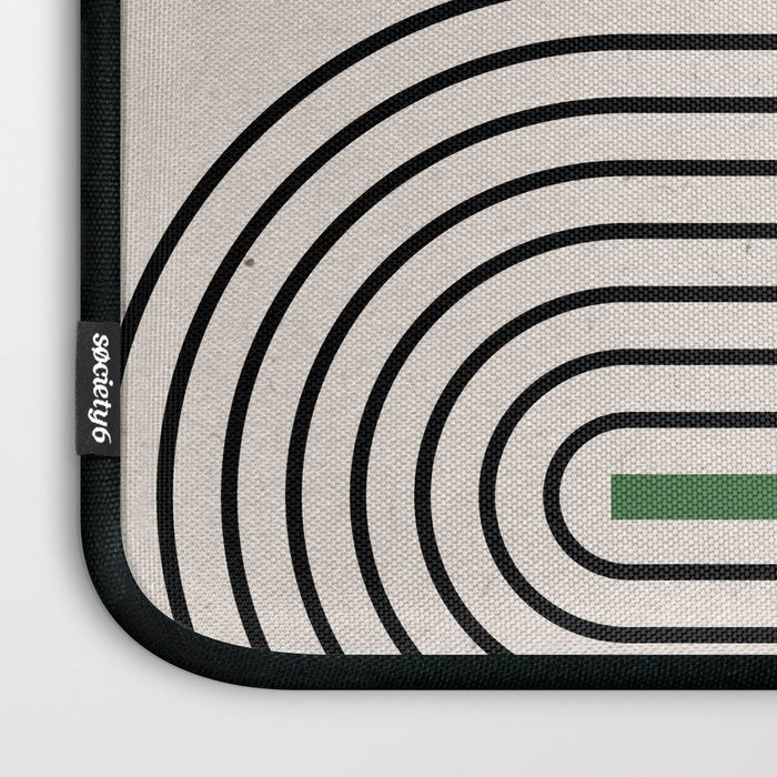 Green Beige Black Lines Laptop Sleeve Gallery Image 3