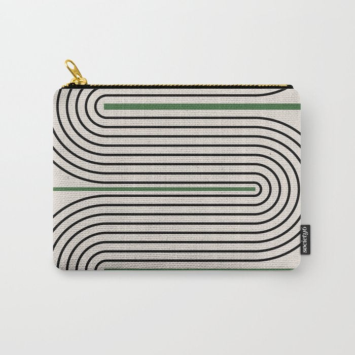 Green Beige Black Lines Carry All Pouch Gallery Image 1
