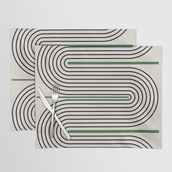 Green Beige Black Lines Placemat Gallery Image 1