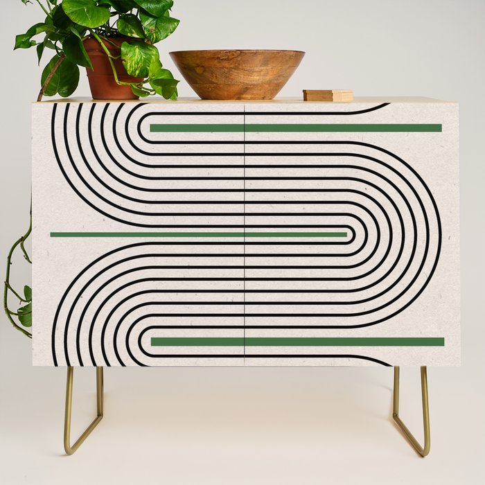 Green Beige Black Lines Credenza Gallery Image 1
