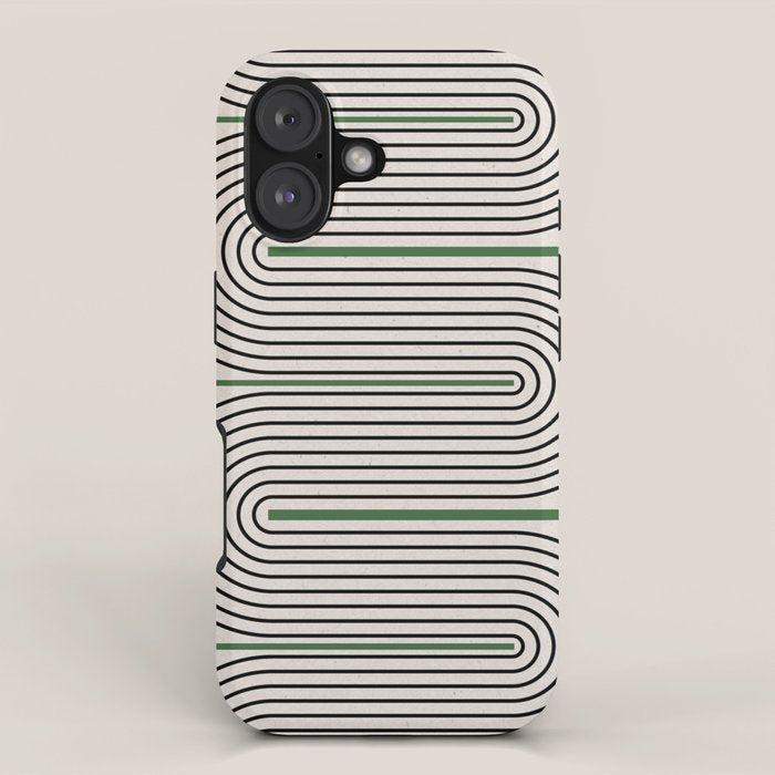 Green Beige Black Lines iPhone Case Gallery Image 1