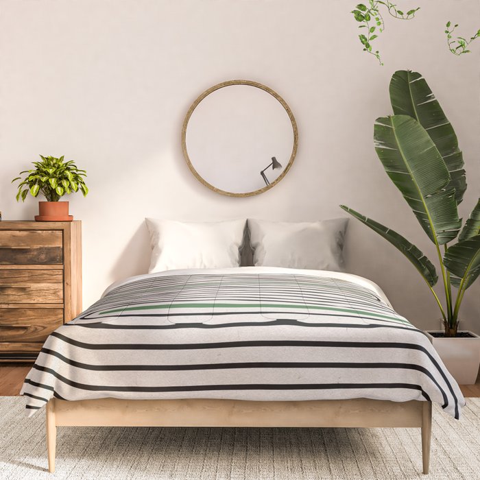 Green Beige Black Lines Comforter Gallery Image 3