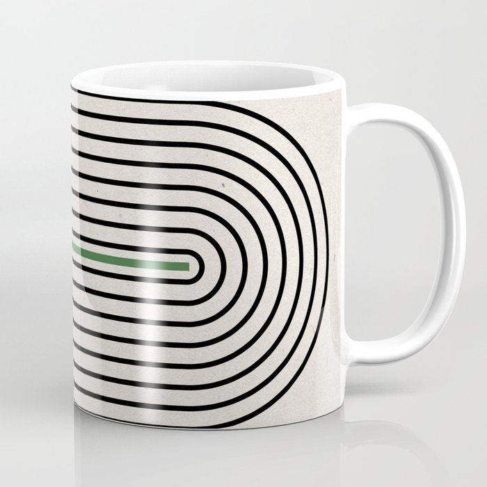 Green Beige Black Lines Coffee Mug Gallery Image 1