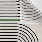 Green Beige Black Lines Wall Tapestry Gallery Image 3