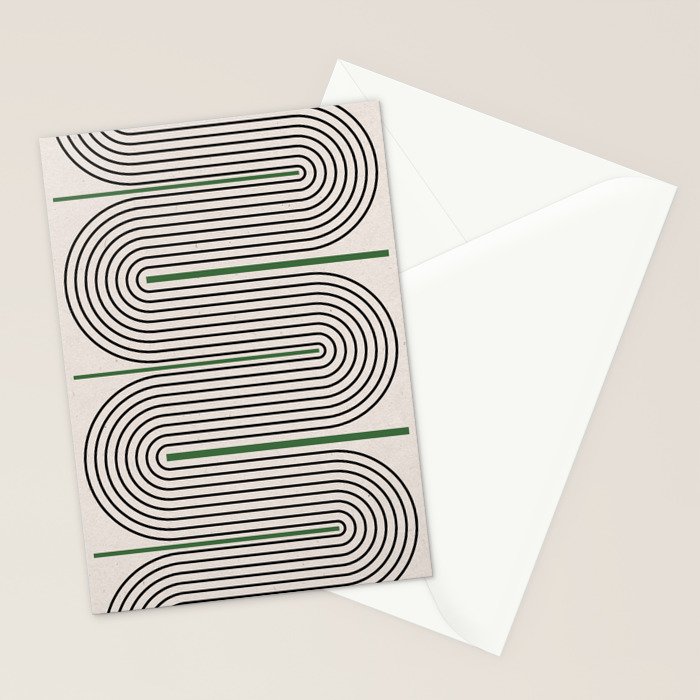 Green Beige Black Lines Stationery Card Gallery Image 2