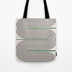 Green Beige Black Lines Tote Bag Gallery Image 1