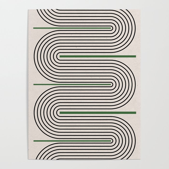 Green Beige Black Lines Poster Gallery Image 4