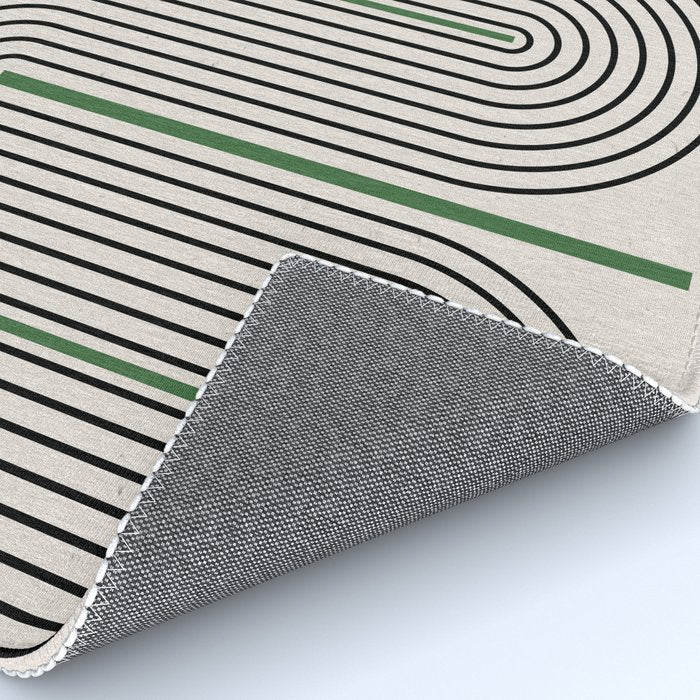 Green Beige Black Lines Rug Gallery Image 4