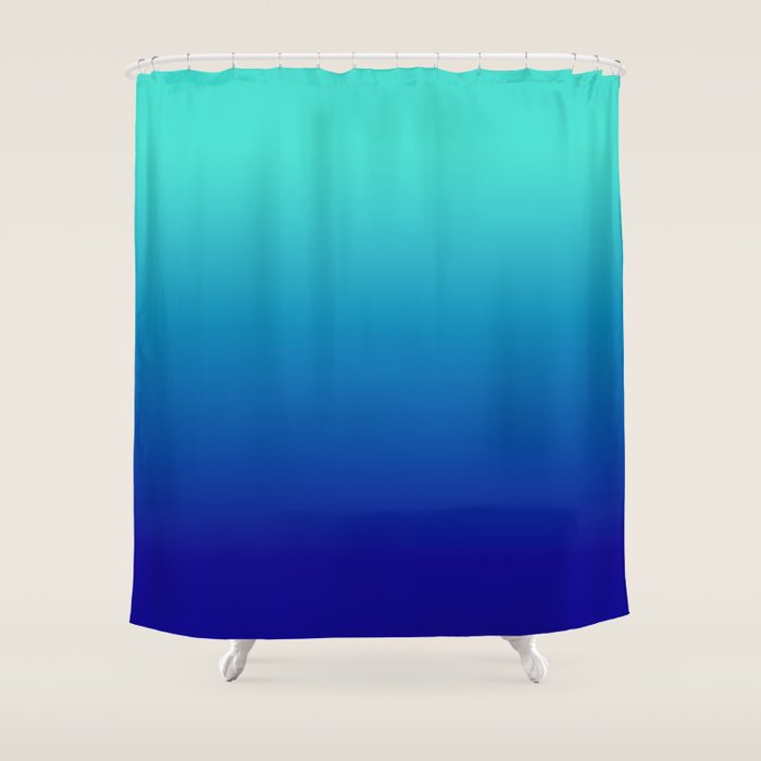 Turquoise Ultramarine Blue Gradient Shower Curtain Gallery Image 1