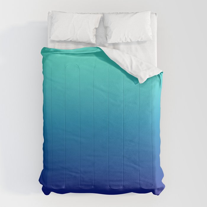 Turquoise Ultramarine Blue Gradient Comforter Gallery Image 6