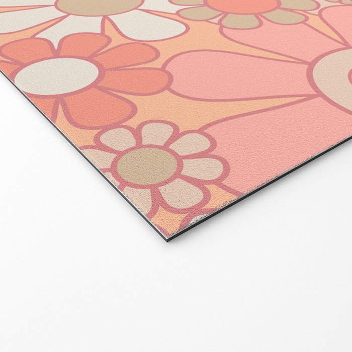 Retro Garden Flower Cuff 60s 70s Pastel Peach Pink Floral Pattern Welcome Mat Gallery Image 2