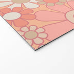 Retro Garden Flower Cuff 60s 70s Pastel Peach Pink Floral Pattern Welcome Mat Gallery Image 2