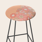 Retro Garden Flower Cuff 60s 70s Pastel Peach Pink Floral Pattern Stool Gallery Image 2
