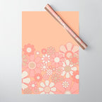 Retro Garden Flower Cuff 60s 70s Pastel Peach Pink Floral Pattern Wrapping Paper Gallery Image 1