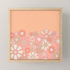 Retro Garden Flower Cuff 60s 70s Pastel Peach Pink Floral Pattern Mini Art Print Gallery Image 1