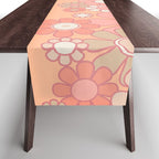 Retro Garden Flower Cuff 60s 70s Pastel Peach Pink Floral Pattern Table Runner Gallery Image 1