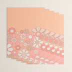 Retro Garden Flower Cuff 60s 70s Pastel Peach Pink Floral Pattern Wrapping Paper Gallery Image 3