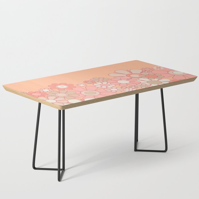 Retro Garden Flower Cuff 60s 70s Pastel Peach Pink Floral Pattern Coffee Table Gallery Image 1