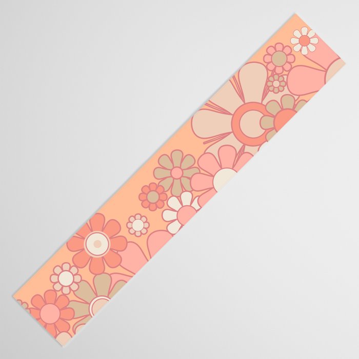 Retro Garden Flower Cuff 60s 70s Pastel Peach Pink Floral Pattern Table Runner Gallery Image 3