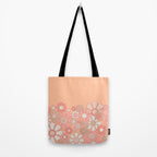 Retro Garden Flower Cuff 60s 70s Pastel Peach Pink Floral Pattern Tote Bag Gallery Image 2