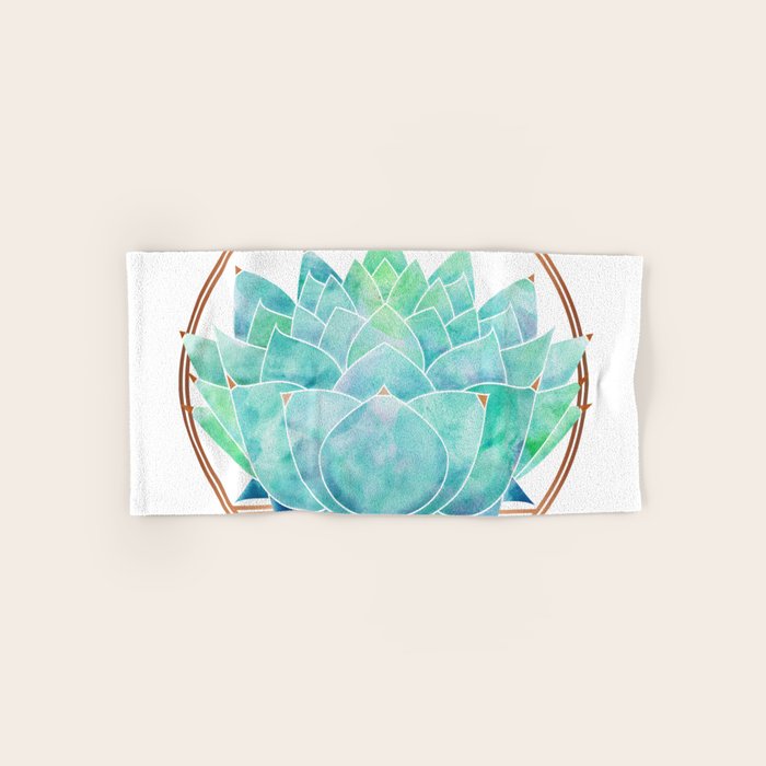 Modern Succulent with Metallic Gold Watercolor Bath Towel Gallery Image 1