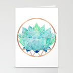 Modern Succulent with Metallic Gold Watercolor Stationery Card Gallery Image 2