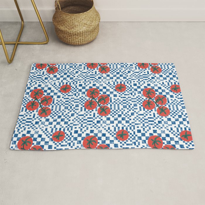 Tomatoes Checkered Grid Rug Gallery Image 1