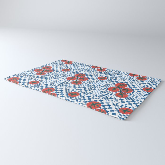 Tomatoes Checkered Grid Rug Gallery Image 3