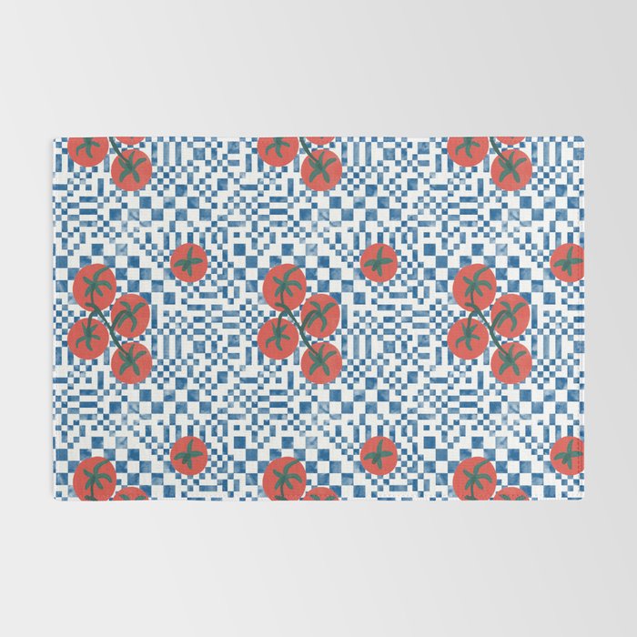 Tomatoes Checkered Grid Rug Gallery Image 2