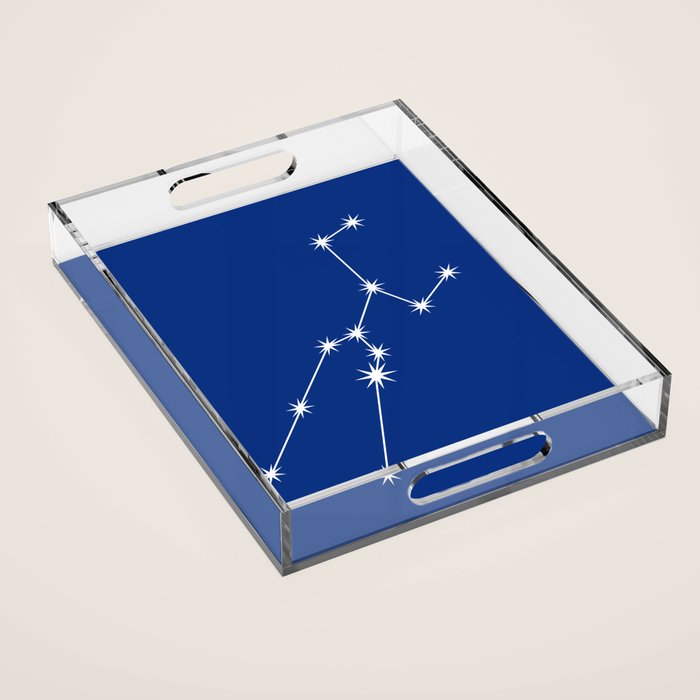Taurus Zodiac Star Constellation Line Art Dark Blue Acrylic Tray Gallery Image 1