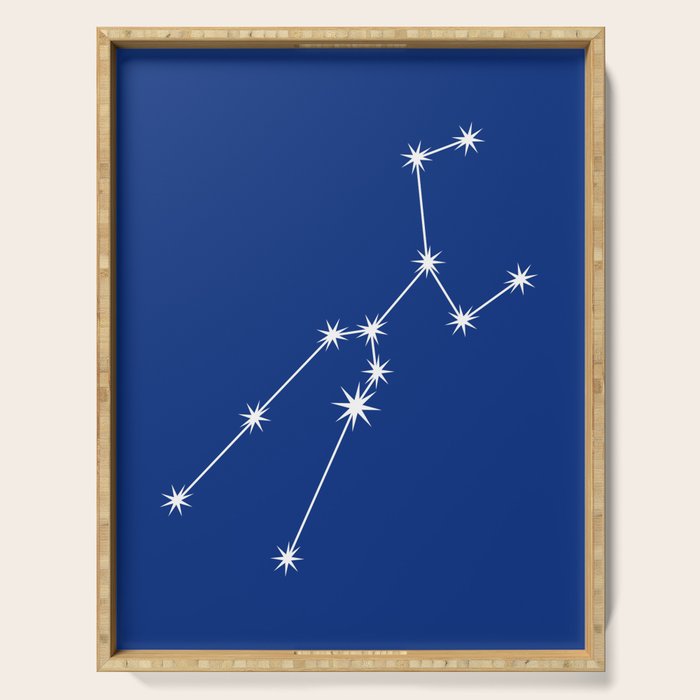 Taurus Zodiac Star Constellation Line Art Dark Blue Serving Tray Gallery Image 1