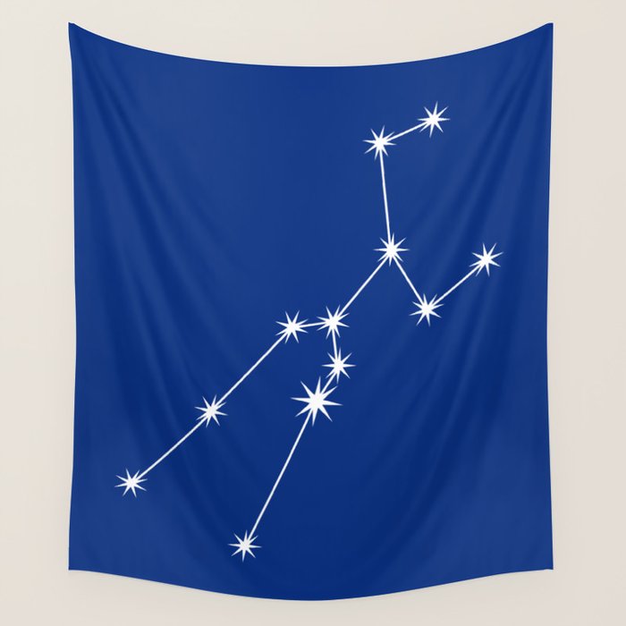 Taurus Zodiac Star Constellation Line Art Dark Blue Wall Tapestry Gallery Image 4