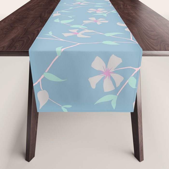 Floral Clematis Vine - Cool Summer Table Runner Gallery Image 1