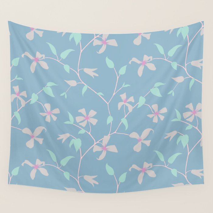 Floral Clematis Vine - Cool Summer Wall Tapestry Gallery Image 4