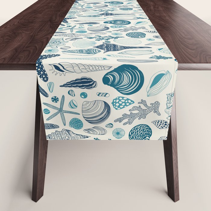 Sea shells on off white Table Runner Gallery Image 1