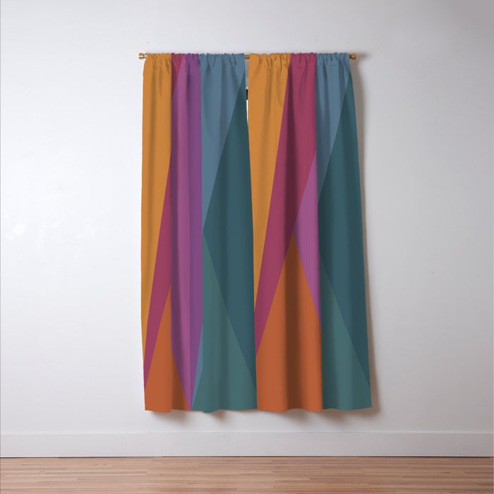 Geometric Triangles X Retro Rainbow Window Curtain Gallery Image 3