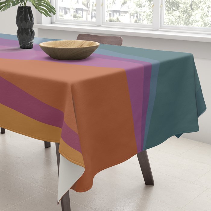 Geometric Triangles X Retro Rainbow Tablecloth Gallery Image 3