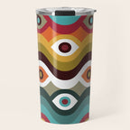 Psychedelic Eye Melt - Teal & Crimson Travel Mug Gallery Image 1