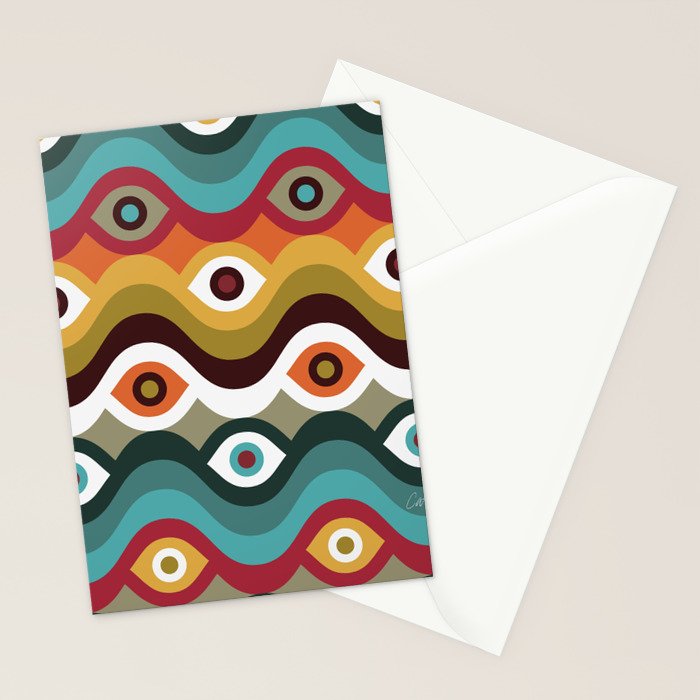 Psychedelic Eye Melt - Teal & Crimson Stationery Card Gallery Image 2