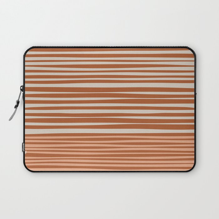 Natural Stripes Modern Minimalist Colour Block Pattern Boho Rust Clay Salmon Putty Laptop Sleeve Gallery Image 1