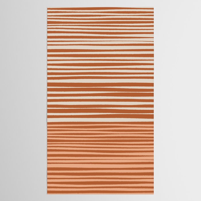Natural Stripes Modern Minimalist Colour Block Pattern Boho Rust Clay Salmon Putty Tablecloth Gallery Image 2