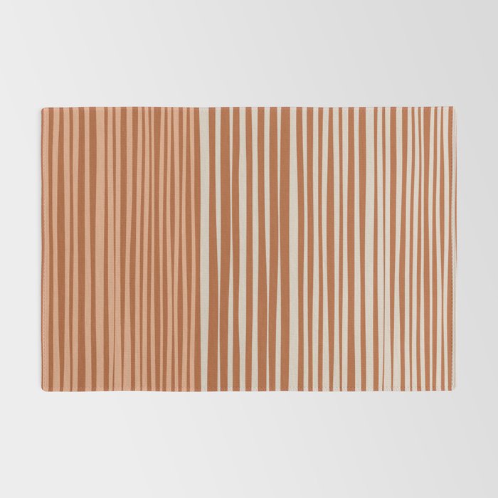 Natural Stripes Modern Minimalist Colour Block Pattern Boho Rust Clay Salmon Putty Rug Gallery Image 2